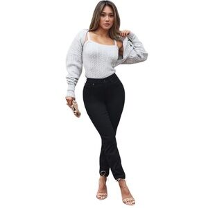Express Black Curvy Skinny High Rise High‎ Waist Jeans